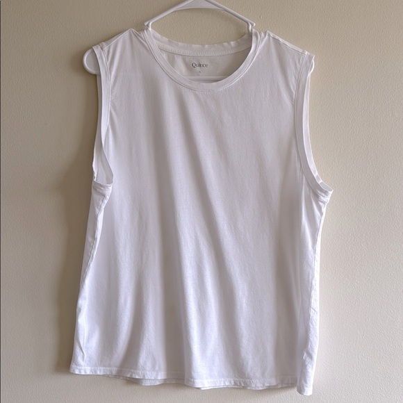 Quince Cotton Modal White Muscle Tank Top - Picture 2 of 8